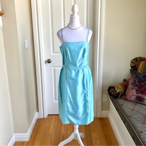 Y2K Dress Ice Blue Silky Sleeveless Slip Top with Belt Vintage Night Way (10) - Picture 1 of 8